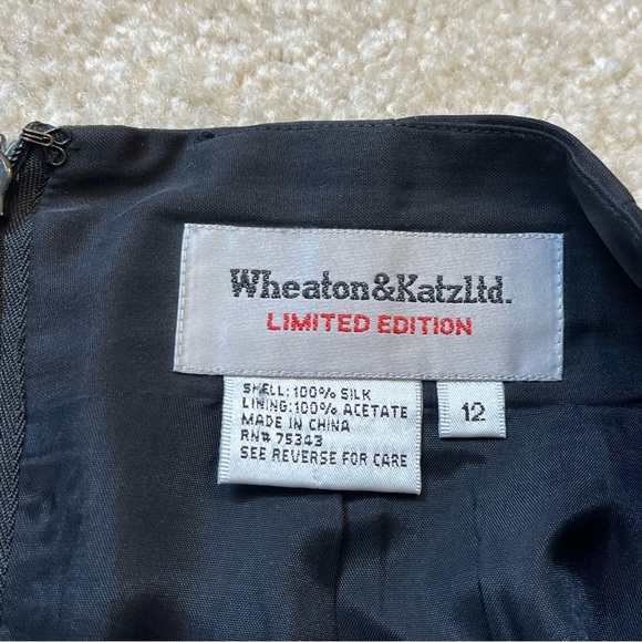 Wheaton & Katz Ltd Skirt Womens 12 Black Pencil Silk Lined Office Career - FLAW - Picture 3 of 10